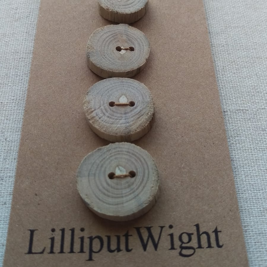 Set of four pale beachcombed buttons, driftwood disk buttons