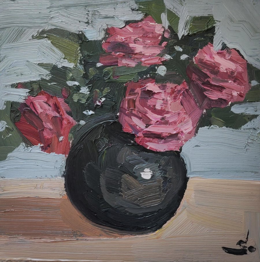 Pink Roses Oil Painting