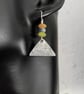 Sterling silver triangle drop earrings with colourful frosted gemstone beads - Image 5