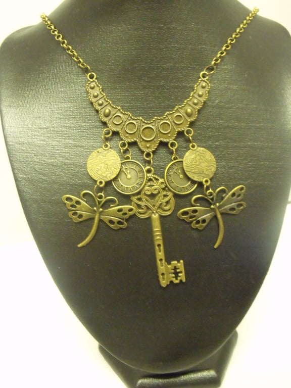 Antique Bronze Steampunk Charm Necklace