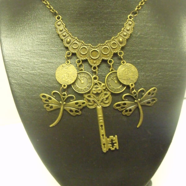Antique Bronze Steampunk Charm Necklace
