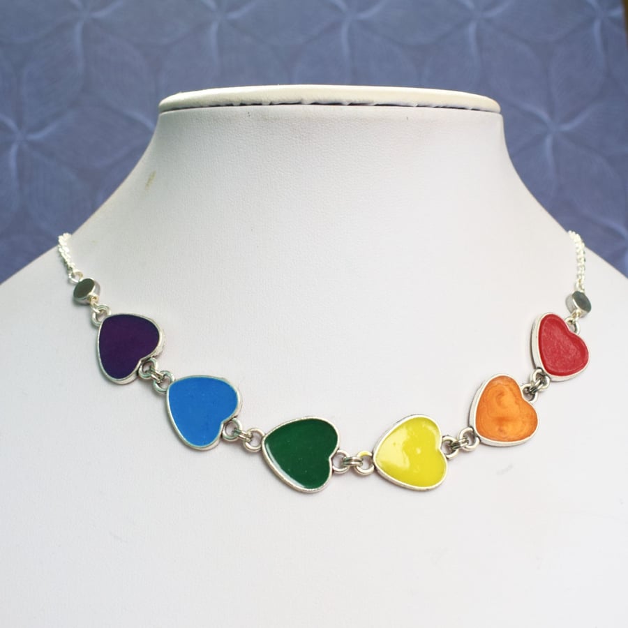 Rainbow Hearts Necklace