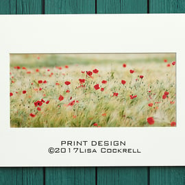 POPPY FIELD PRINT - MOUNTED FOR 40 X 30 CM FRAME