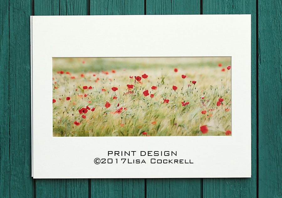 POPPY FIELD PRINT - MOUNTED FOR 40 X 30 CM FRAME