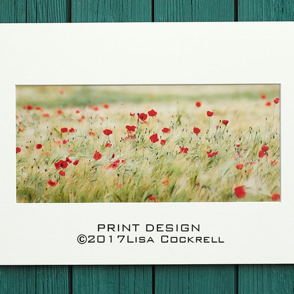 POPPY FIELD PRINT - MOUNTED FOR 40 X 30 CM FRAME