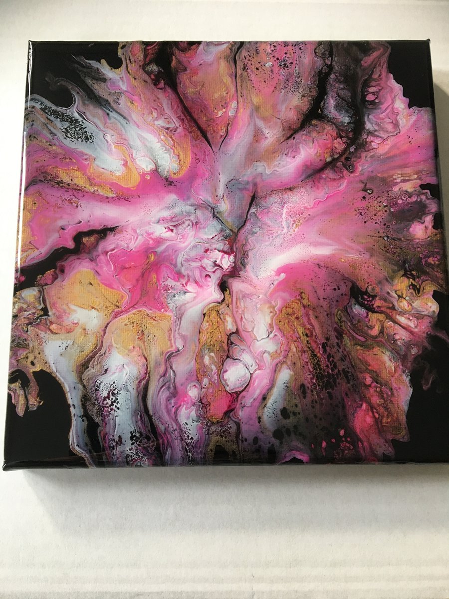 Original fluid art dutch pour painting, from abstract flower collection 1 of 5 