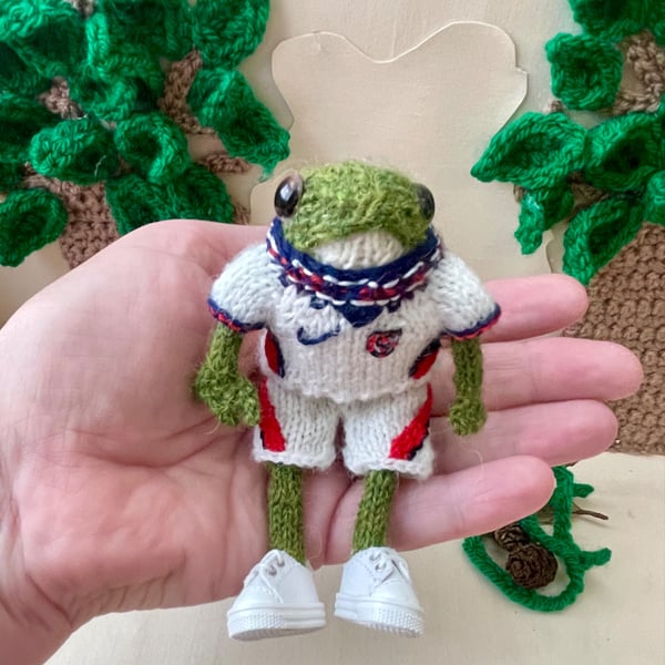 Dave the England football Frog Hand-Knitted Frog, Froggy Ornament, Frog Gift