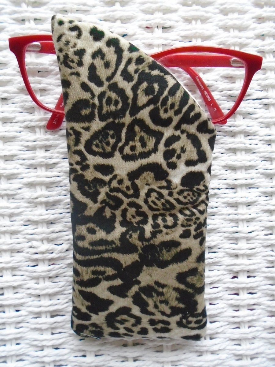 Snow Leopard Print Glasses Case Lined & Padded 
