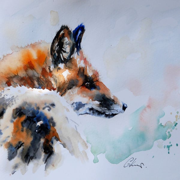 Fox, Original Watercolour Painting.