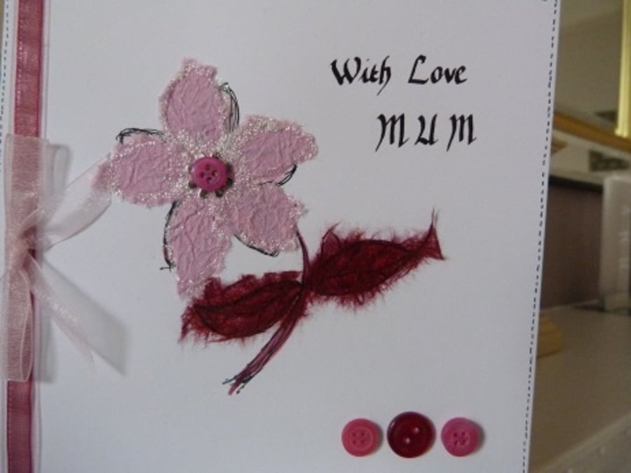 Pink Flower card for Mum