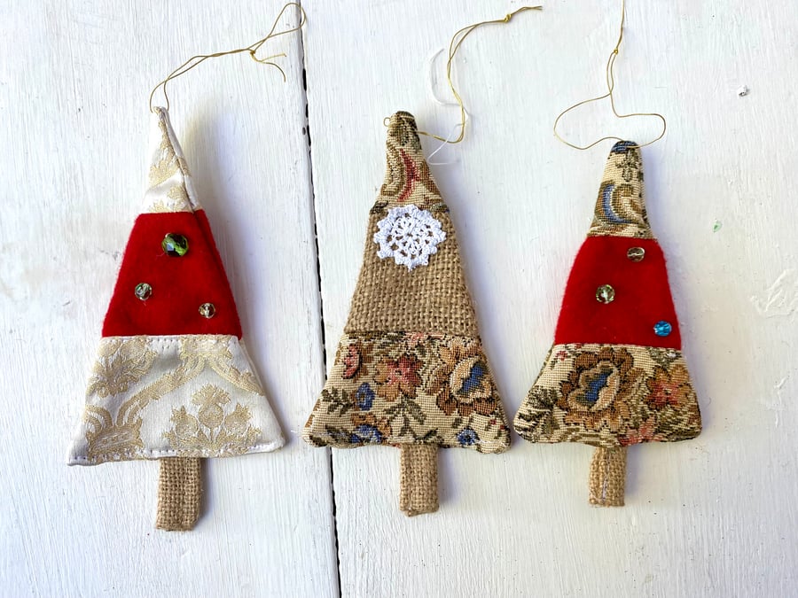 Trio of Mini Christmas trees, dress your tree, plastic free