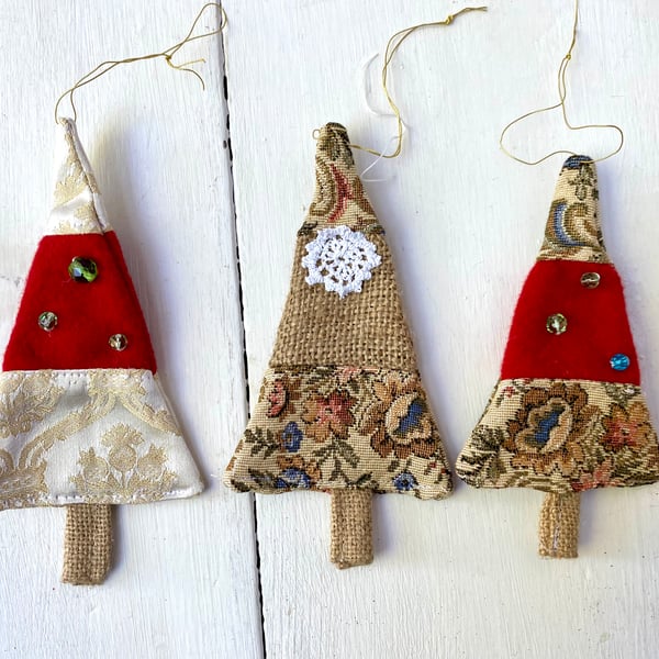 Trio of Mini Christmas trees, dress your tree, plastic free