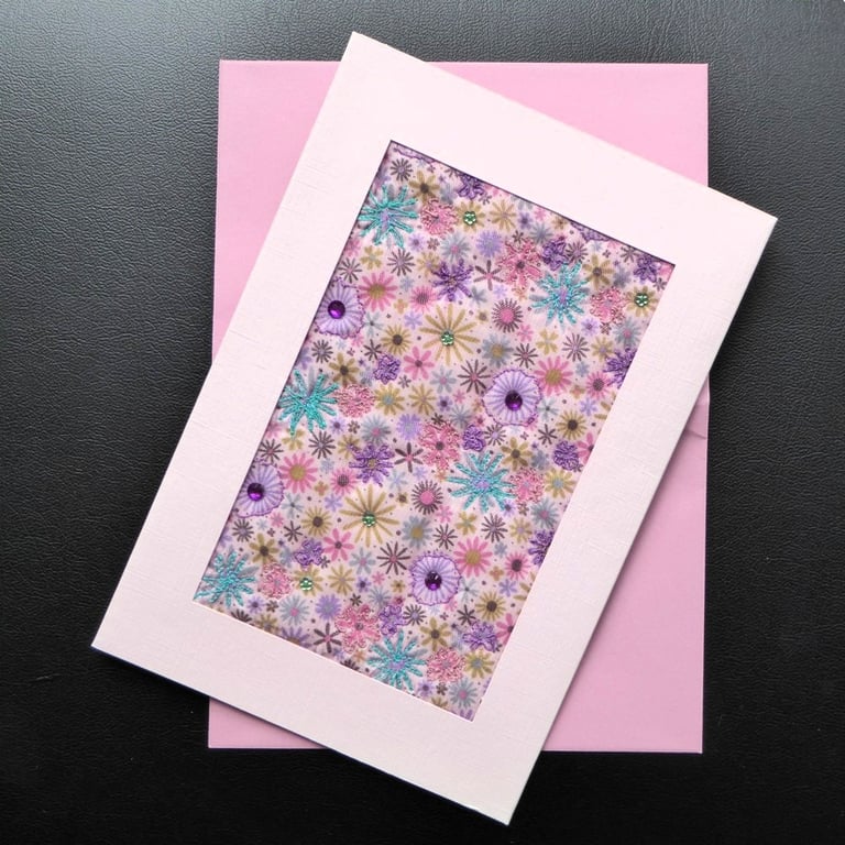 Individually Hand Crafted Textile Blank Card