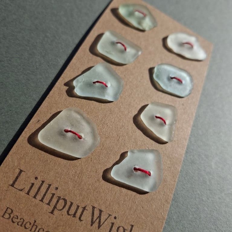 Set of eight sea foam sea glass buttons