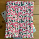Pink And Cream Mushrooms Print Quilted Fabric I-Pad Sleeve 