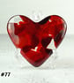 Fused glass red and clear heart pocket hug with stand 5x4.5cm (77)