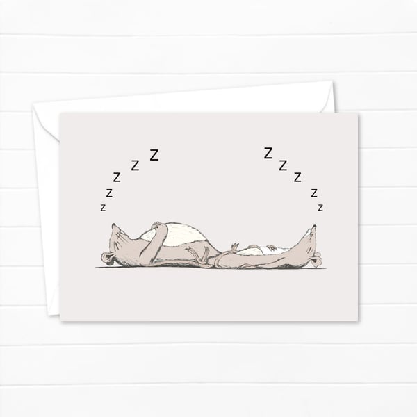 Sleeping Mice Greeting Card: Cute Hand Drawn Pencil Illustration (202)