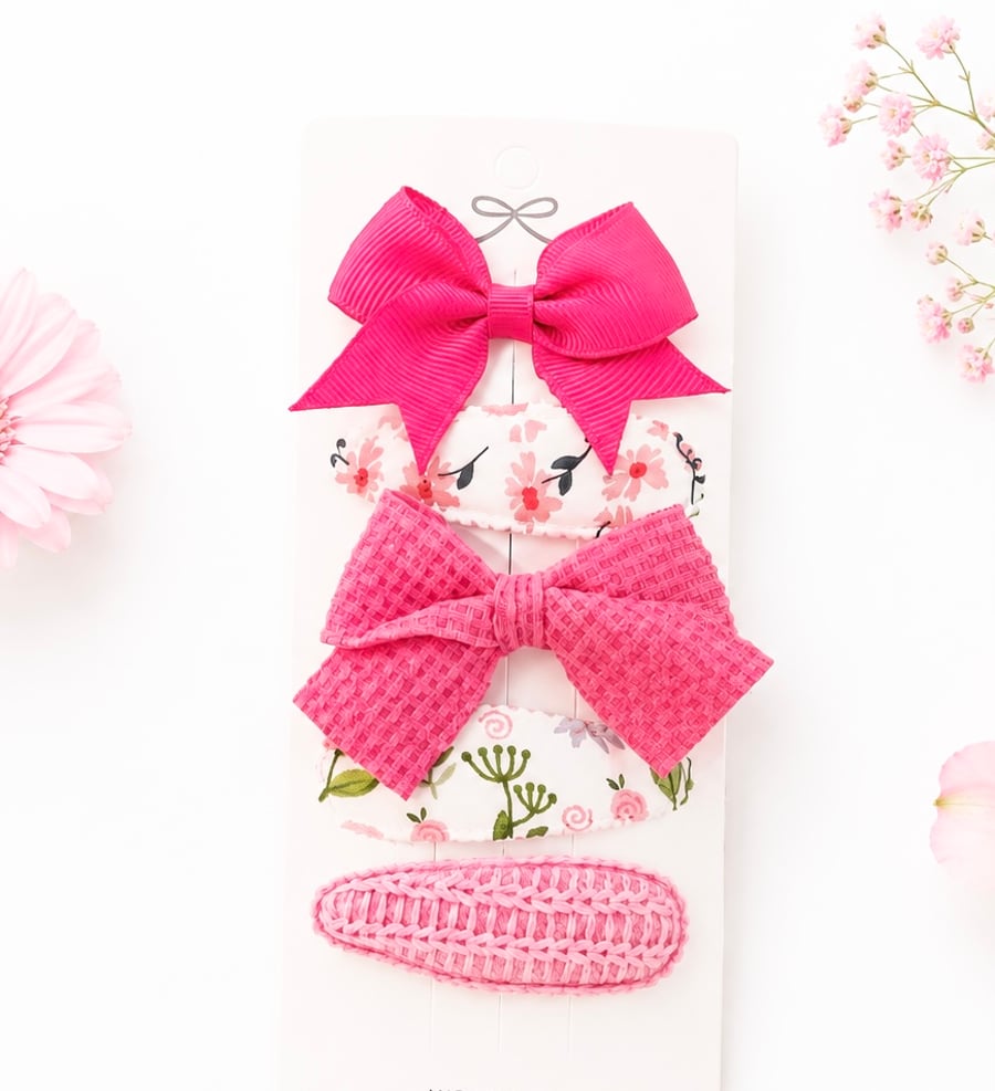 Set of 5 Pretty Girls Hair Clips Pinks