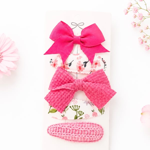 Set of 5 Pretty Girls Hair Clips Pinks