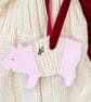 Cranberry, Pig in Blanket - hand painted hanging decoration (one)
