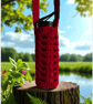 Hand Crochet Water Bottle Holder Crossbody Water Bottle Carrier - Red