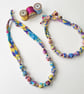  Yellow Blue Pink Purple Liberty Print Fabric Necklace - Tresco Summer Z Print - Image 3