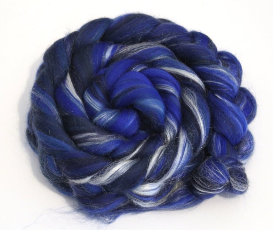 Deep Blues - Merino and Silk Combed Top Blend 100g Spinning Felting