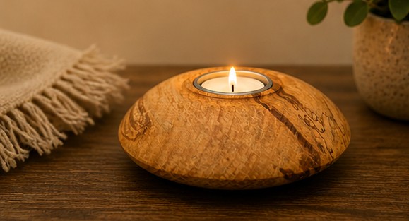 Spalted beech Tea light holder