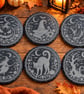 Set of 6 Laser Engraved Halloween Slate Coasters,  Autumn Decor (Gift Box Inc.)
