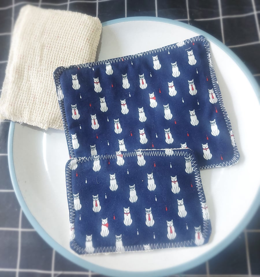 Cats Reusable kitchen and dish cloths, highly absorbent cleaning, animal lover