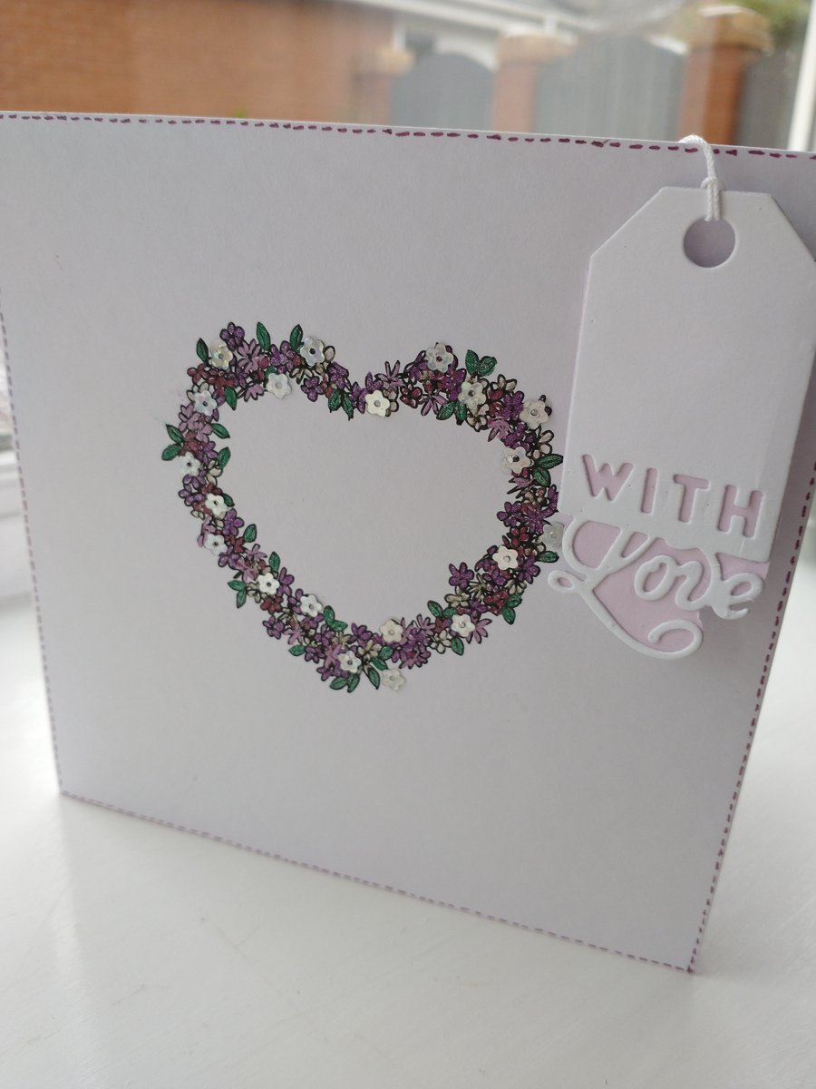 Purple heart with love card