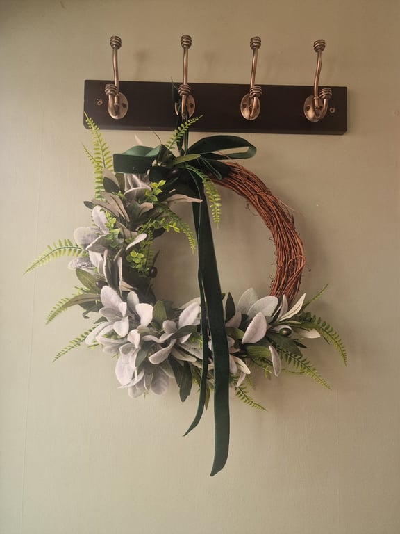 Green and Velvet Wreath , Year Round Door Decor