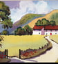 Welsh Hillside Cottage, Original Watercolour, in 9 x 7 " Mount, Great Gift Idea - Image 1