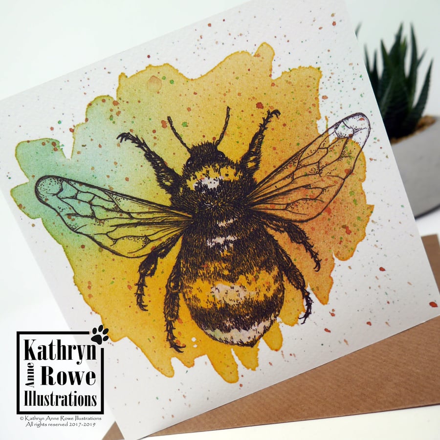 Bee, Bumblebee, Bee Card, Bumblebee Card, Wildlife, Nature, Bees, Birthday, Wedd