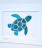 Multicoloured batik 'Turtle' fabric picture - 7x5 inches including mount