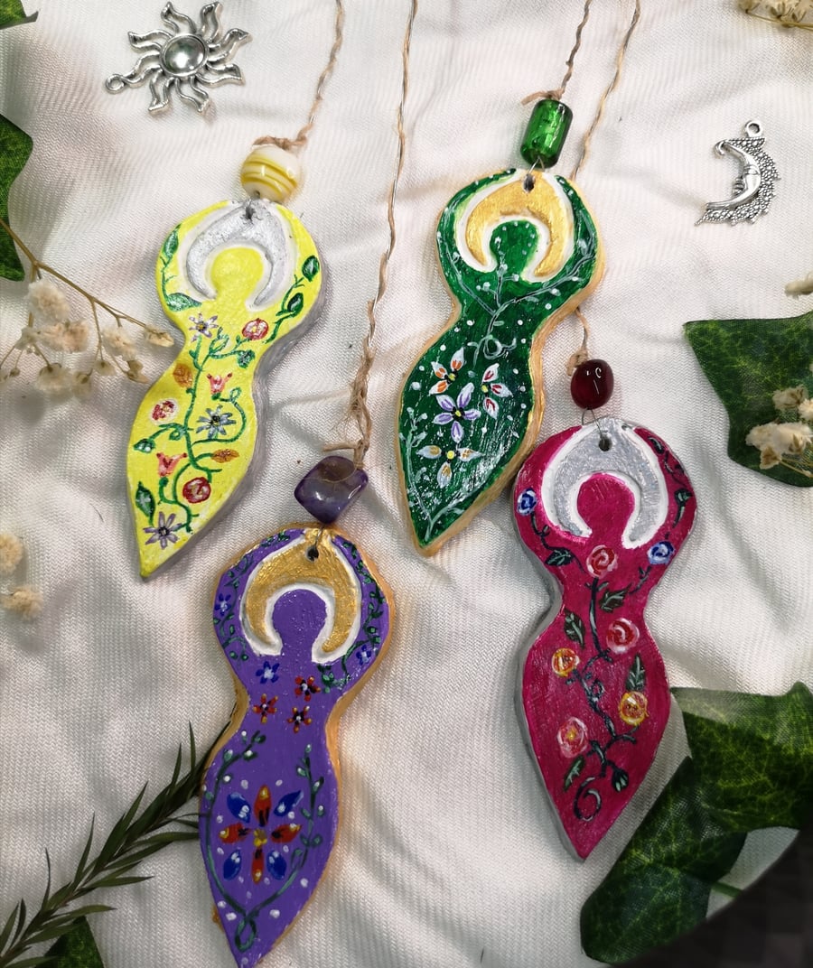 Clay Flower Goddess Mobile. Hand Painted