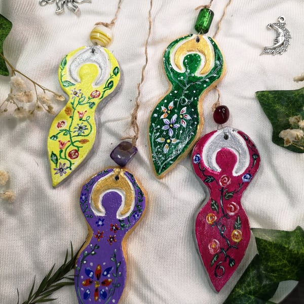 Clay Flower Goddess Mobile. Hand Painted