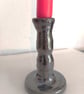 Handmade Pottery Candlestick: Gun metal Lustre Ceramic, Medium Size