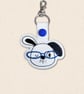 Kawaii Puppy Keyring - Embroidered Animal Bag Charm with Glasses