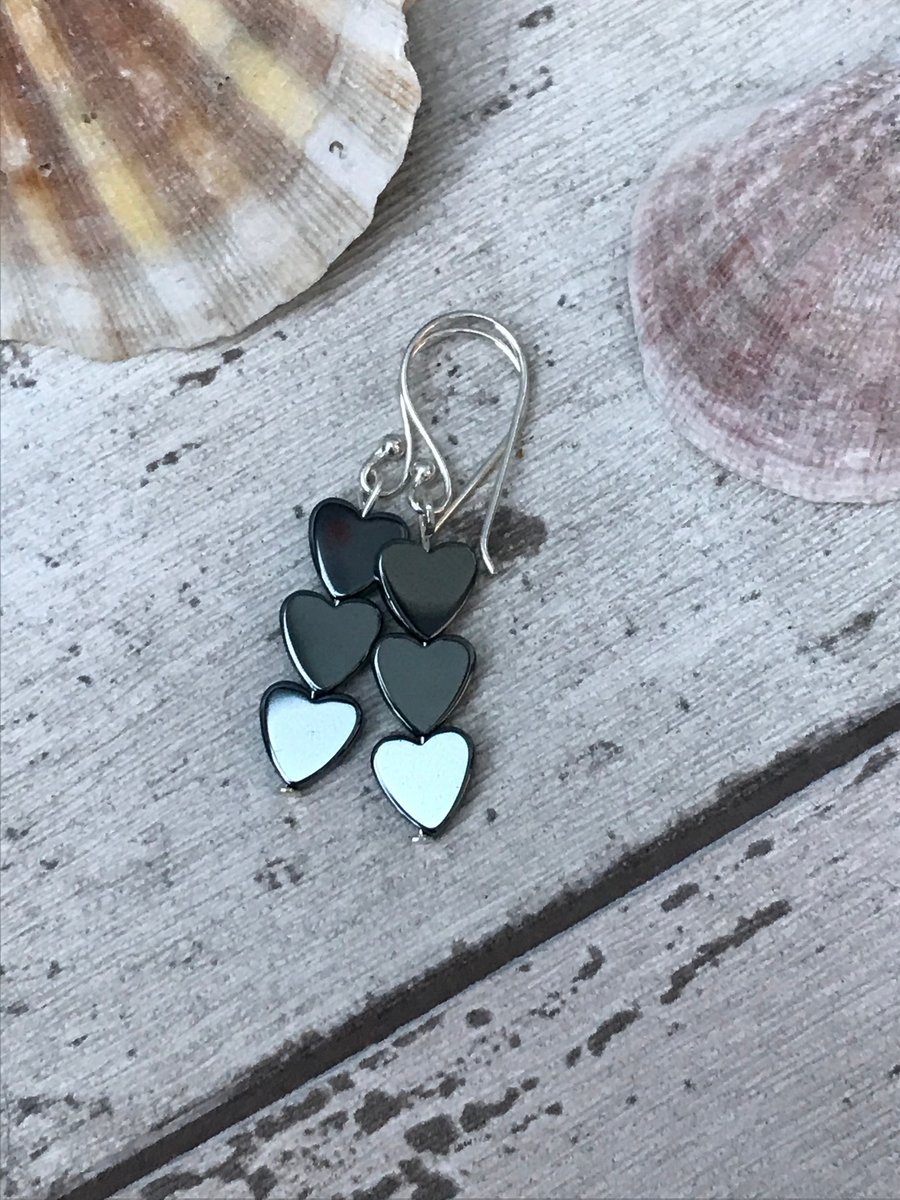 Hematite earrings Hearts 