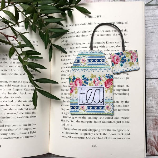Floral tea bag bookmark, reading gift