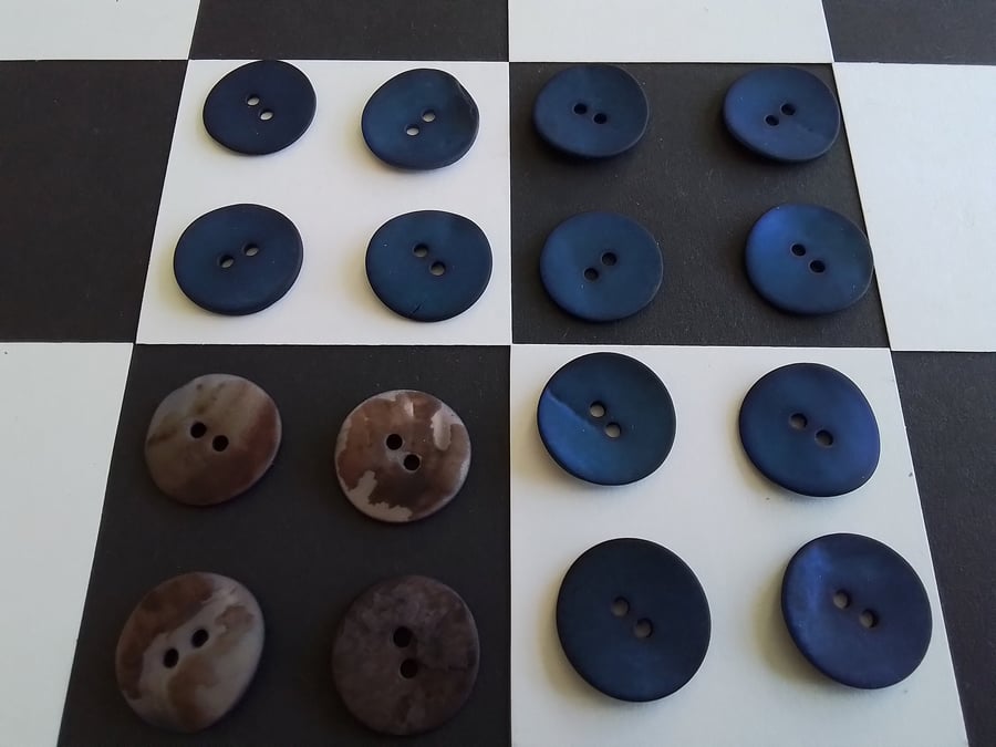 RARE 18mm almost 3 4" Real Agoya Shell (coated and dyed) Ink Blue, Navy