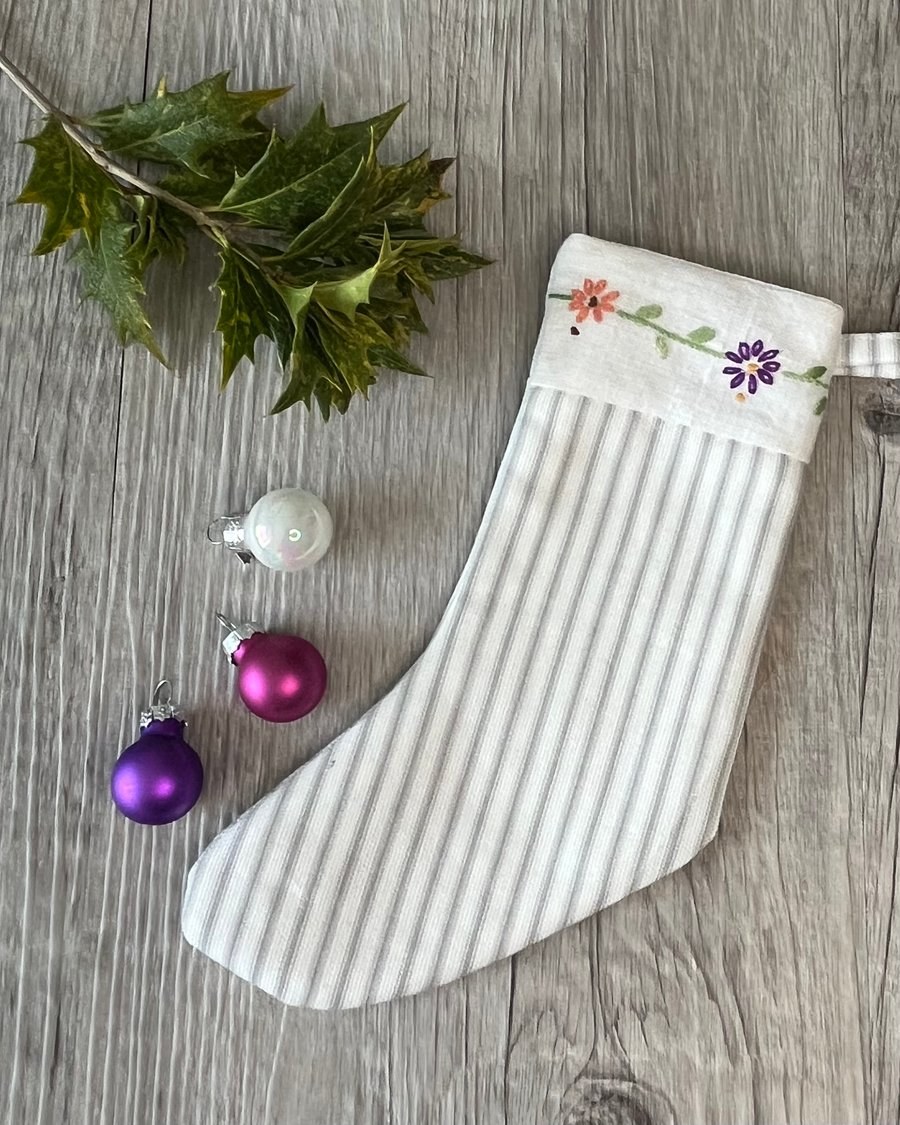 Vintage Embroidery Christmas Stocking Decoration 