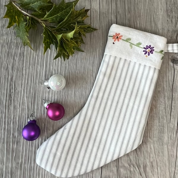 Vintage Embroidery Christmas Stocking Decoration 