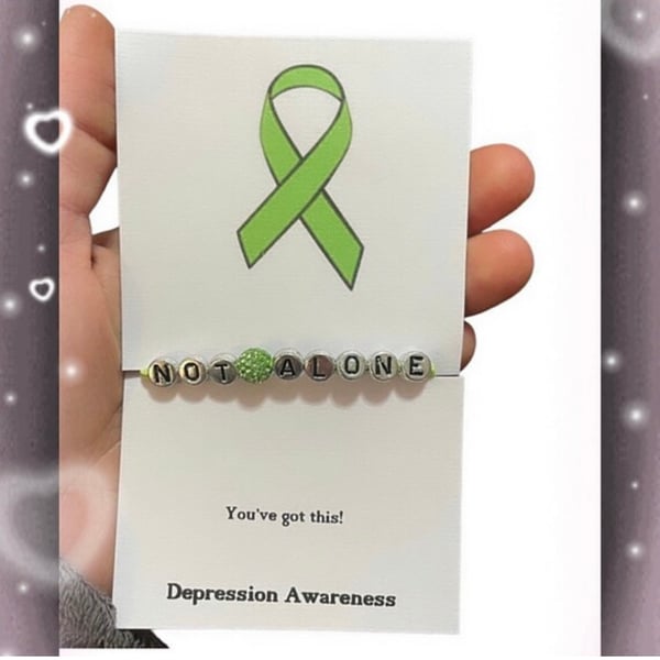 Depression awareness not alone set of 6 wish bracelets shamballa beaded corded