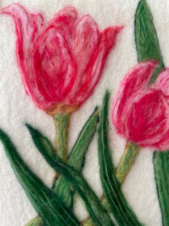 Hand Felted Tulip Wall Hanging