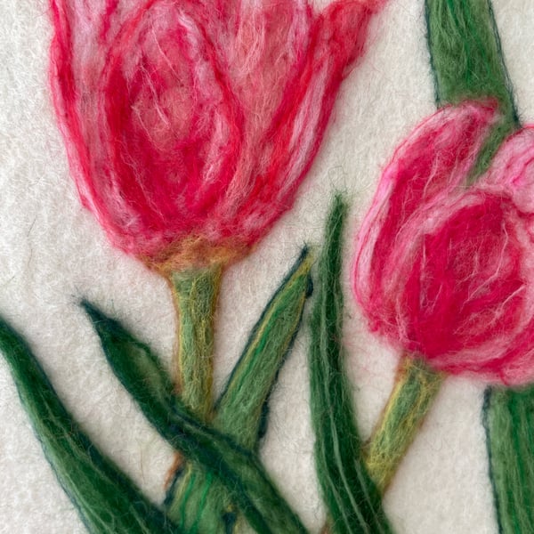 Hand Felted Tulip Wall Hanging