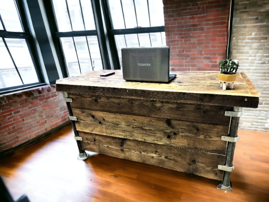Rustic Desk - Office Desk, Custom Made From Reclaimed Scaffold Boards with 3 Pri