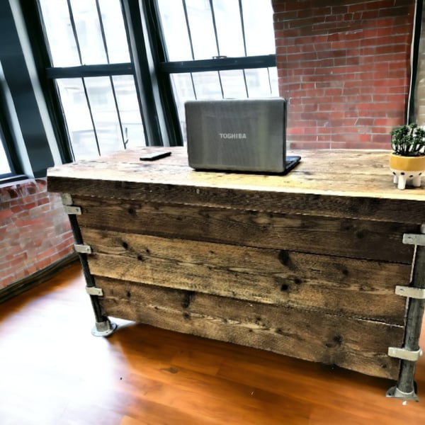 Rustic Desk - Office Desk, Custom Made From Reclaimed Scaffold Boards with 3 Pri