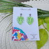 Monstera Leaf Pearlescent Green Earrings